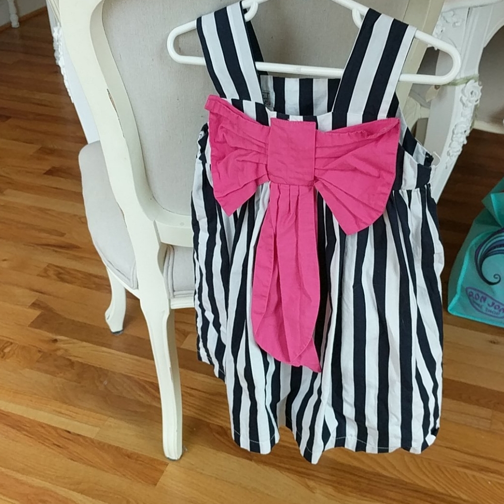 Girls dress bow striped 4